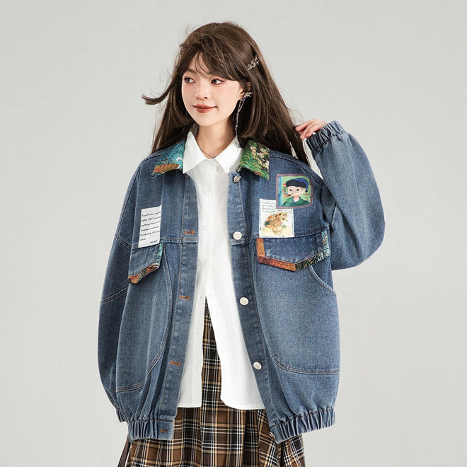 [PRE-ORDER] Korean style artsy jean jacket
