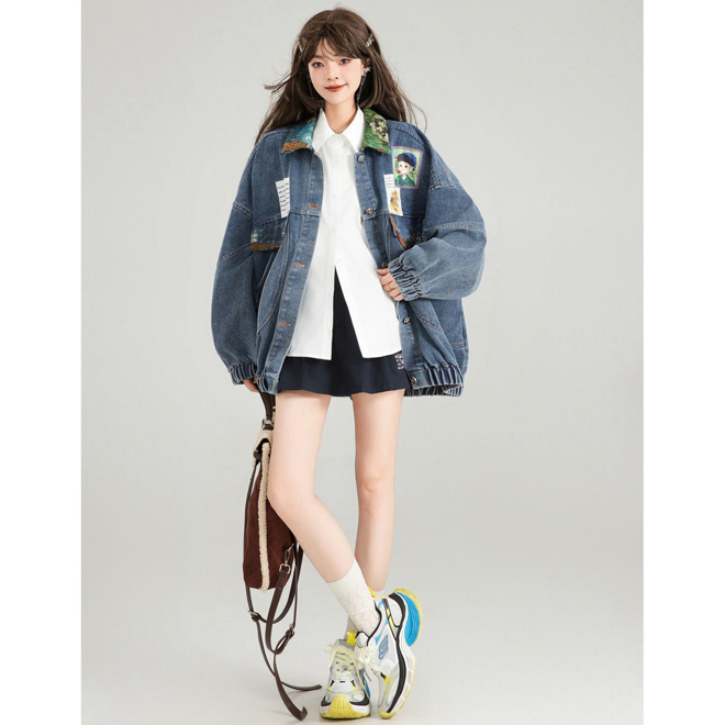 [PRE-ORDER] Korean style artsy jean jacket