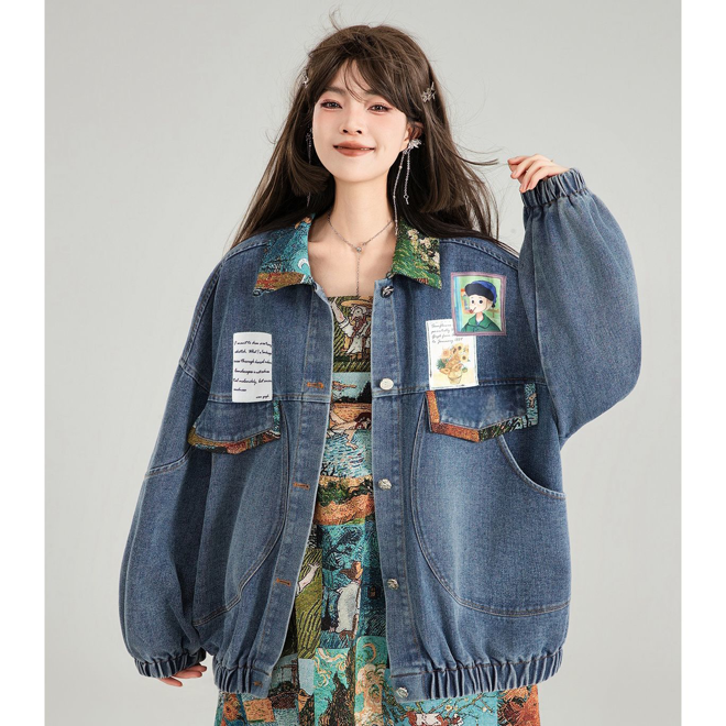 [PRE-ORDER] Korean style artsy jean jacket