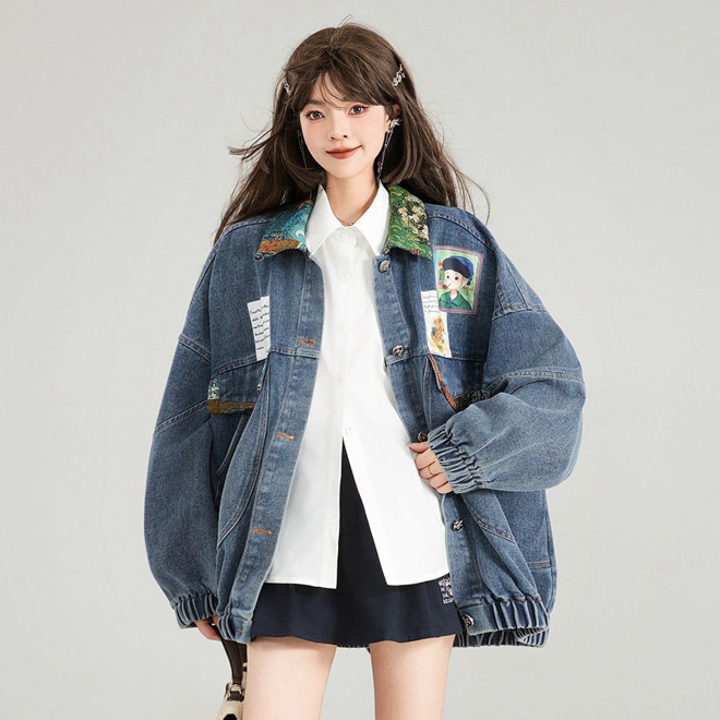 [PRE-ORDER] Korean style artsy jean jacket