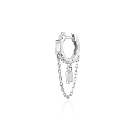[PRE-ORDER] S925 Sterling Silver Asymmetrical Earrings with Chain & Ear Clip