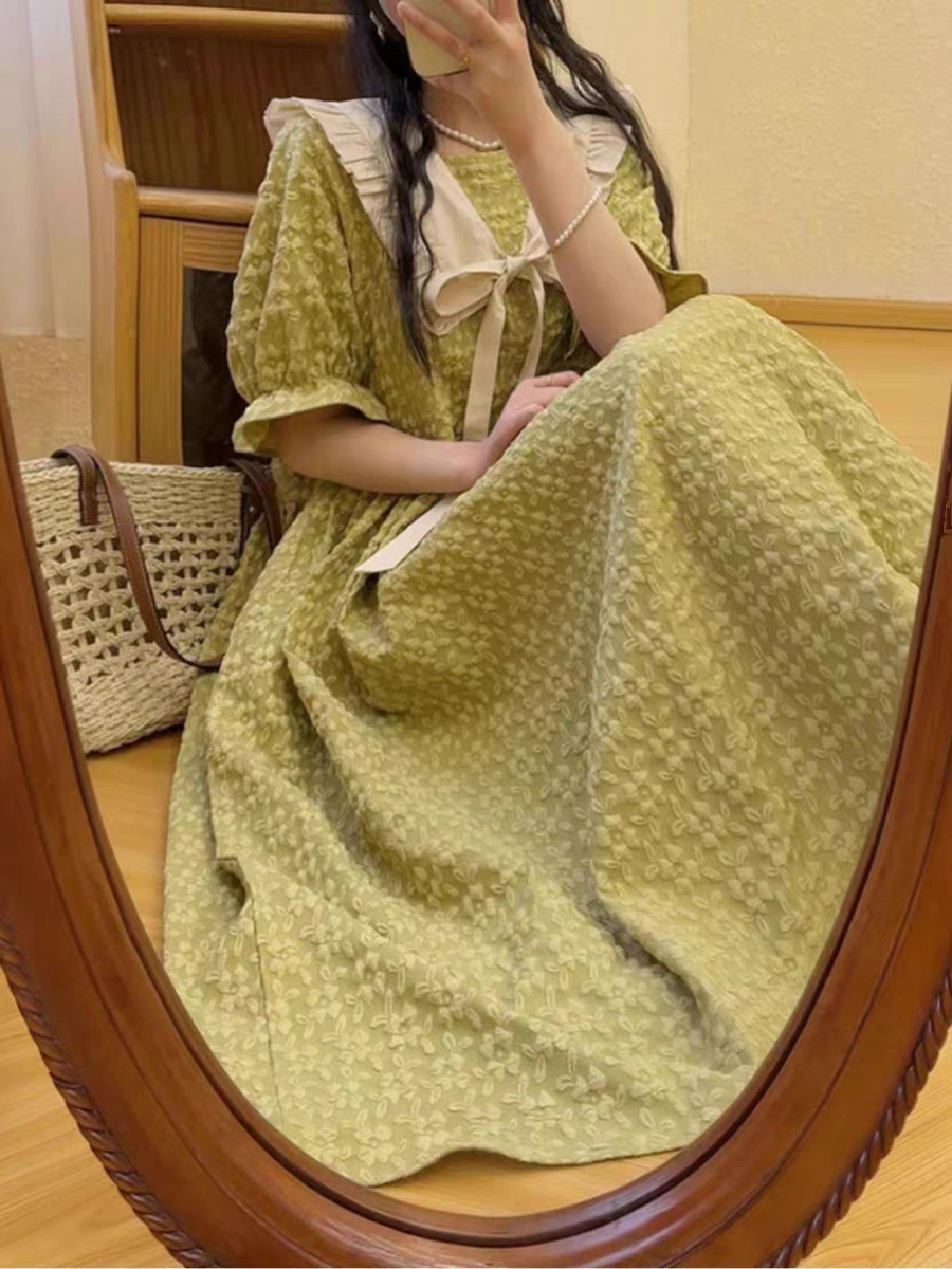 [PRE-ORDER] Korean Style French Jacquard Doll Collar Dress 🇰🇷