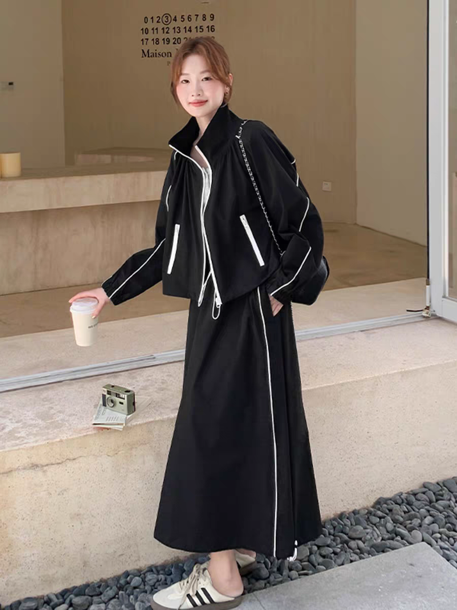 [PRE-ORDER] Black Workwear College Style Women’s Two-Piece Suit (Jacket + Skirt) — Spring & Autumn 2025