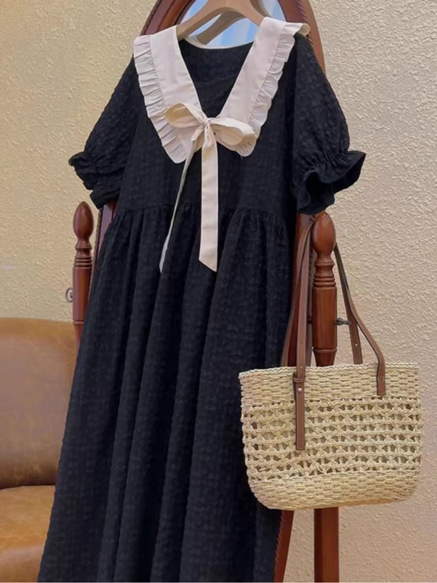 [PRE-ORDER] Korean Style French Jacquard Doll Collar Dress 🇰🇷