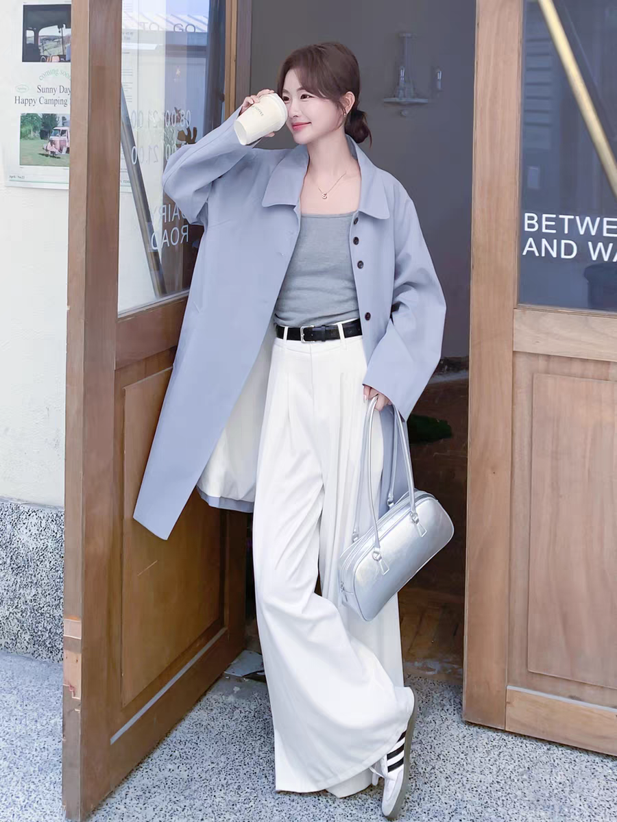 [PRE-ORDER] Korean Style Slim Windbreaker Jacket — Women’s Casual Mid-Length Coat (Spring & Autumn 2025)