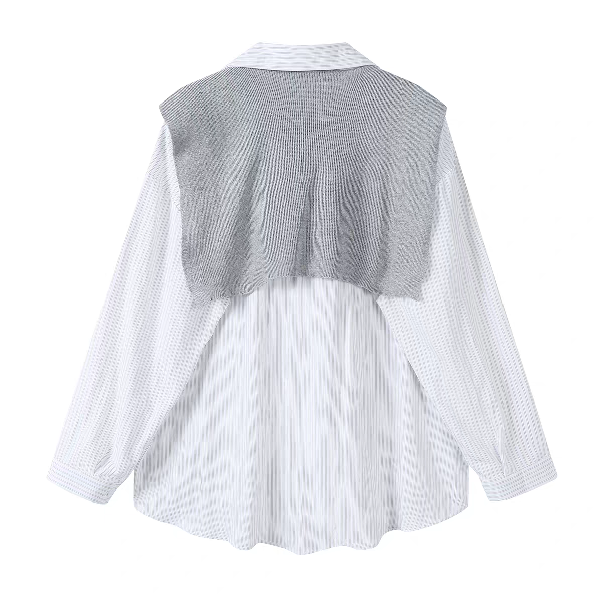 [PRE-ORDER] CuteGirl Striped Shawl Polo Collar Shirt – Women’s Early Autumn Casual Wear