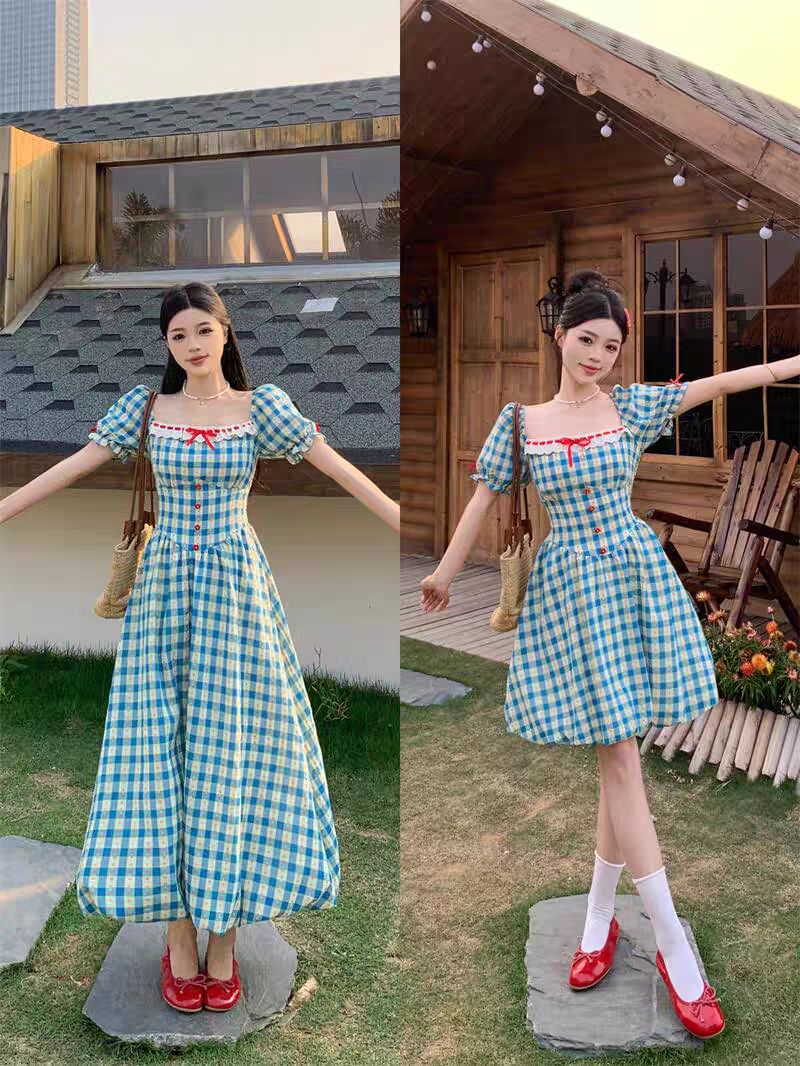 [PRE-ORDER] Pastoral Style Floral Dress – Aquamarine Summer Vibes