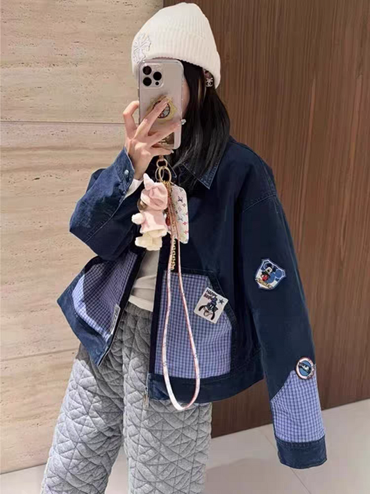 [PRE-ORDER] Korean Retro Fashion Cartoon Mickey Denim Jacket Women Spring 2025