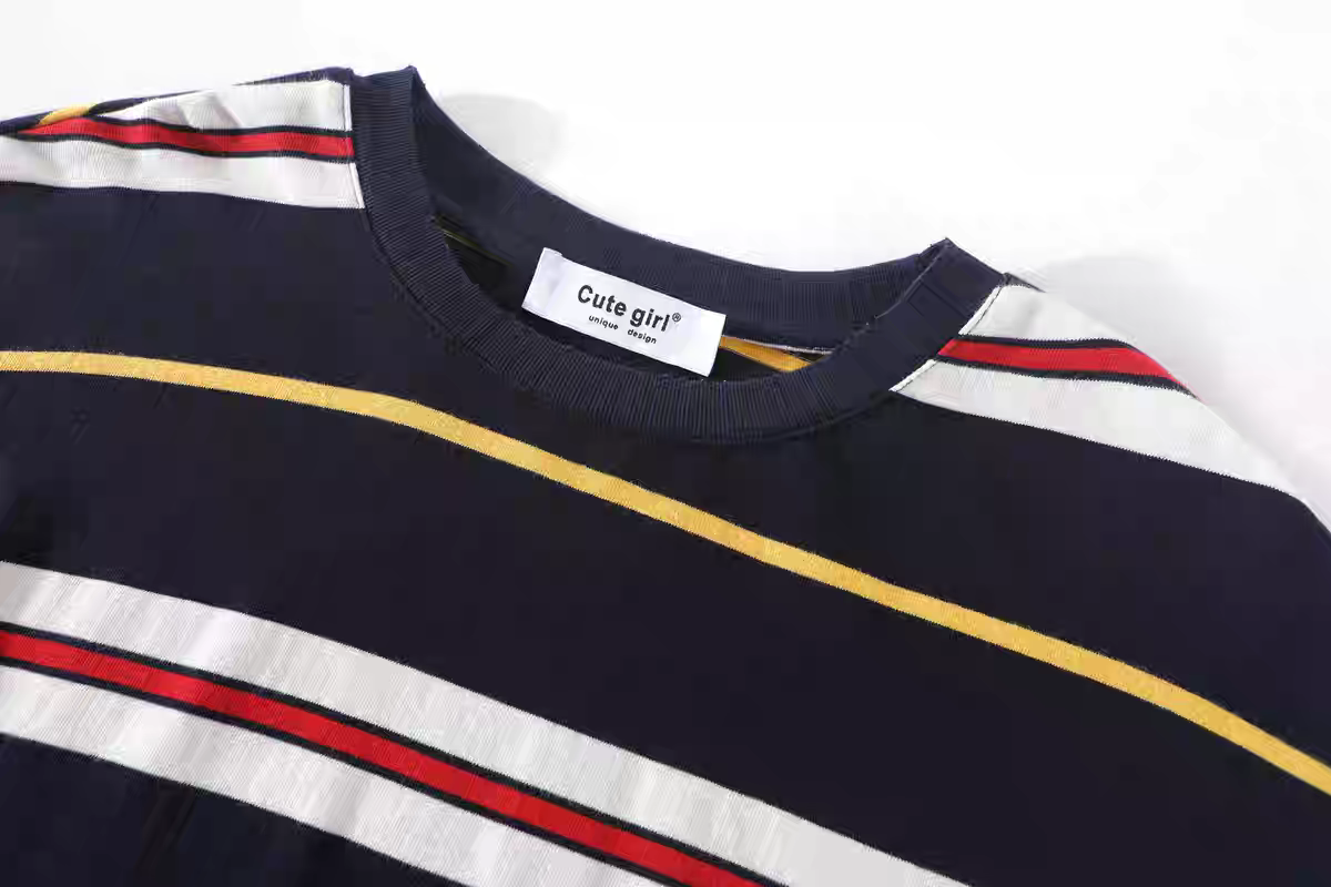 [PRE-ORDER] CuteGirl Korean Striped Long-Sleeved T-Shirt – Women’s Early Autumn Casual Loose Fit