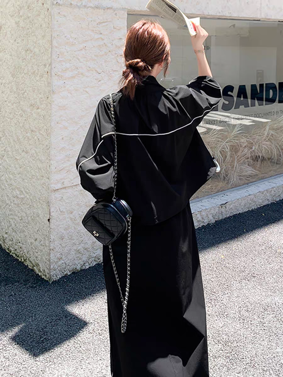 [PRE-ORDER] Black Workwear College Style Women’s Two-Piece Suit (Jacket + Skirt) — Spring & Autumn 2025