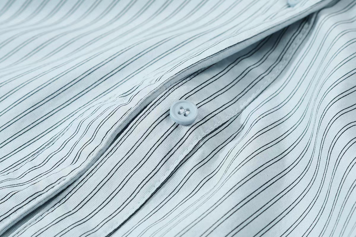 [PRE-ORDER] CuteGirl Striped Shawl Polo Collar Shirt – Women’s Early Autumn Casual Wear