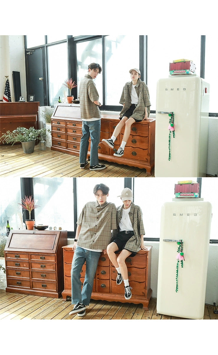 [PRE-ORDER] BRAND: BTS Jungkook Style – Plaid Lapel Cardigan Shirt