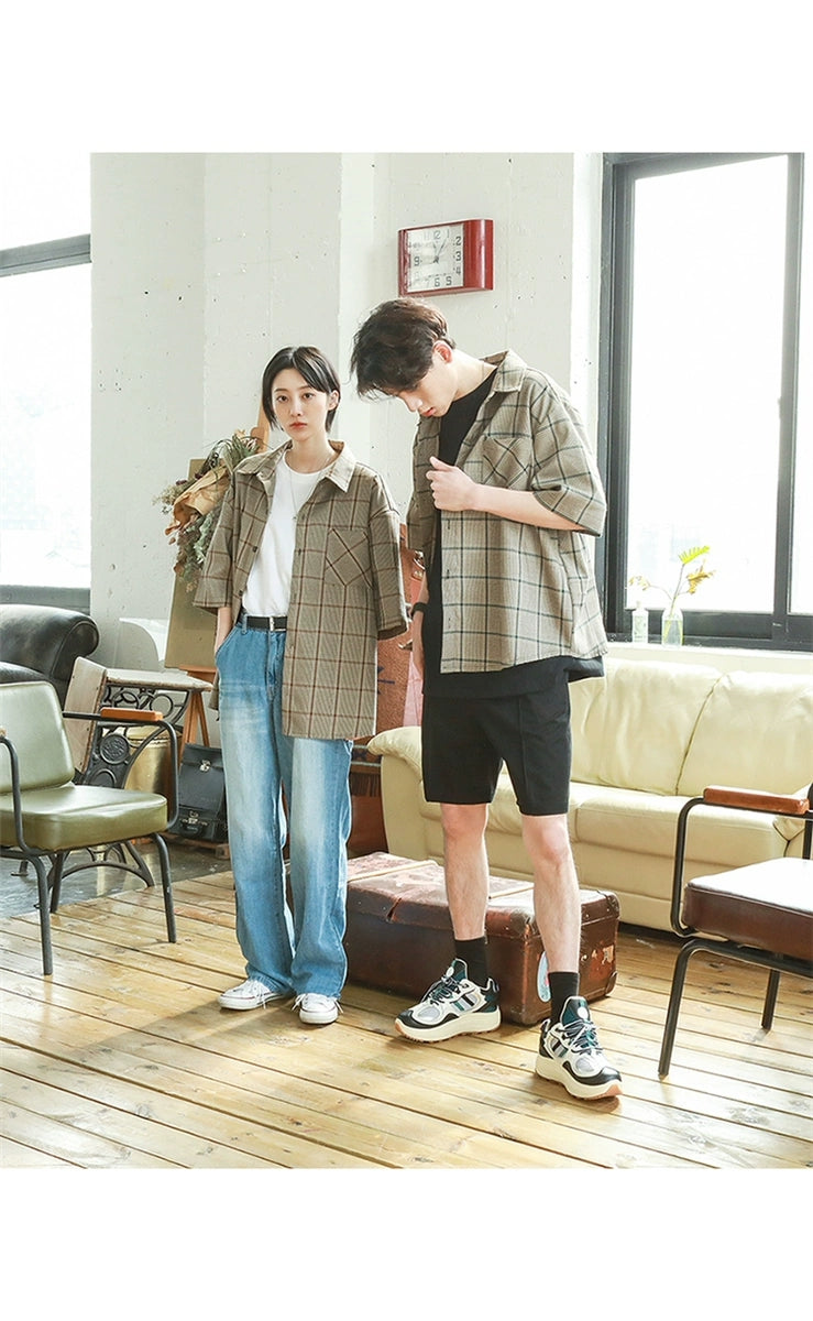 [PRE-ORDER] BRAND: BTS Jungkook Style – Plaid Lapel Cardigan Shirt