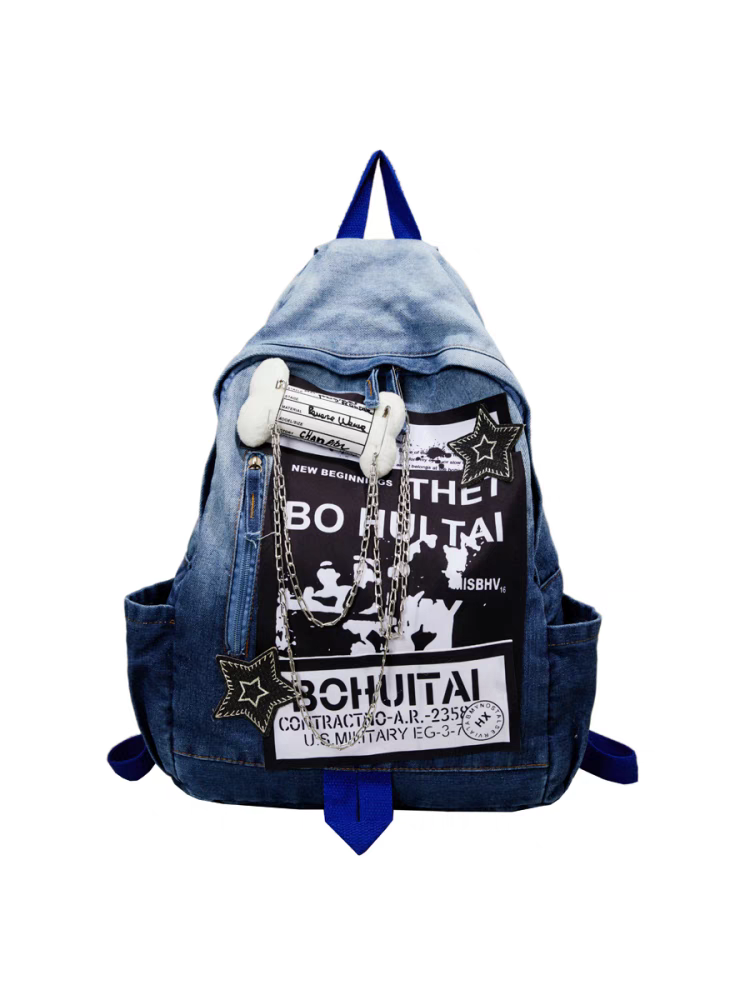 [PRE-ORDER] Japanese Backpack Retro Personality Denim Y2K Style Bone Backpack