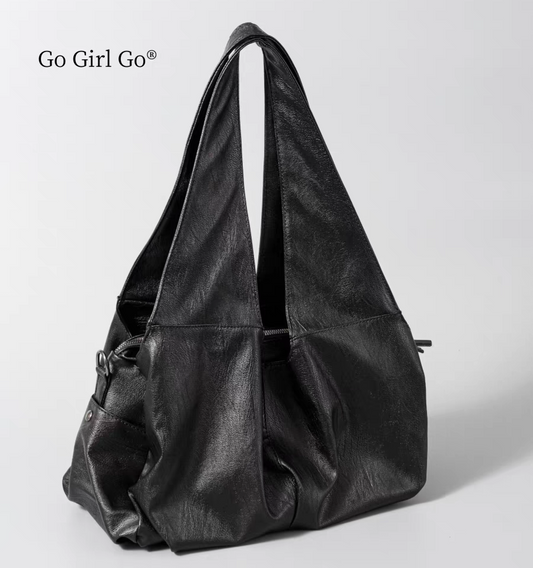 [PRE-ORDER] Sunset Wanderer Large Tote Bag | Black PU Leather