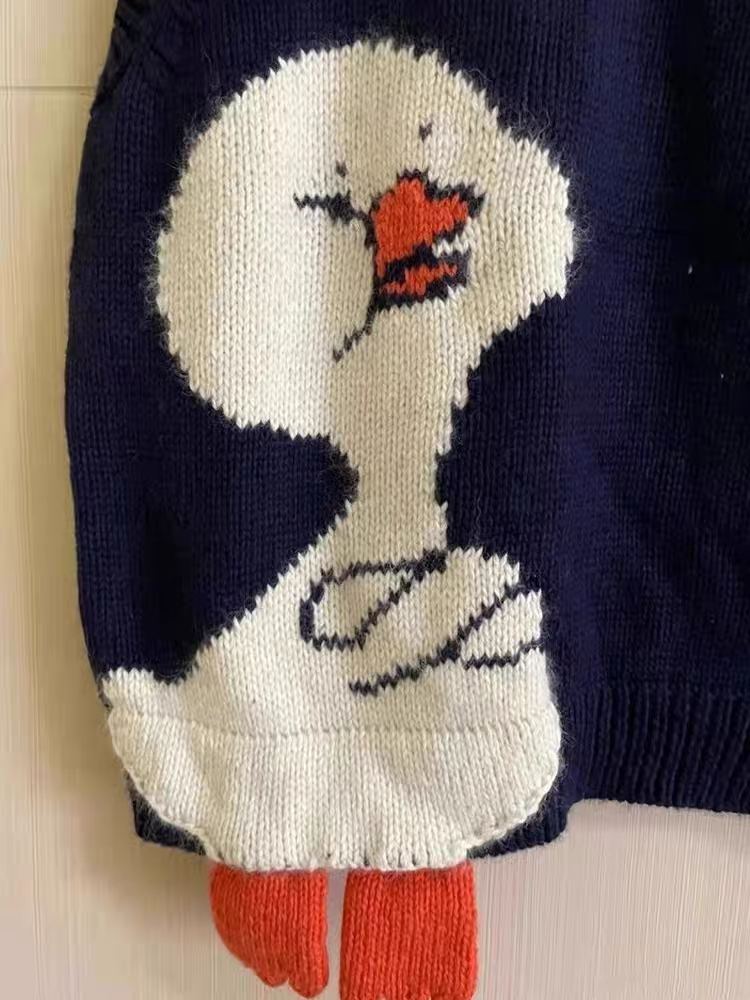 [PRE-ORDER] Cartoon Duck Vest Sweater Niche Retro Sweater Women Autumn