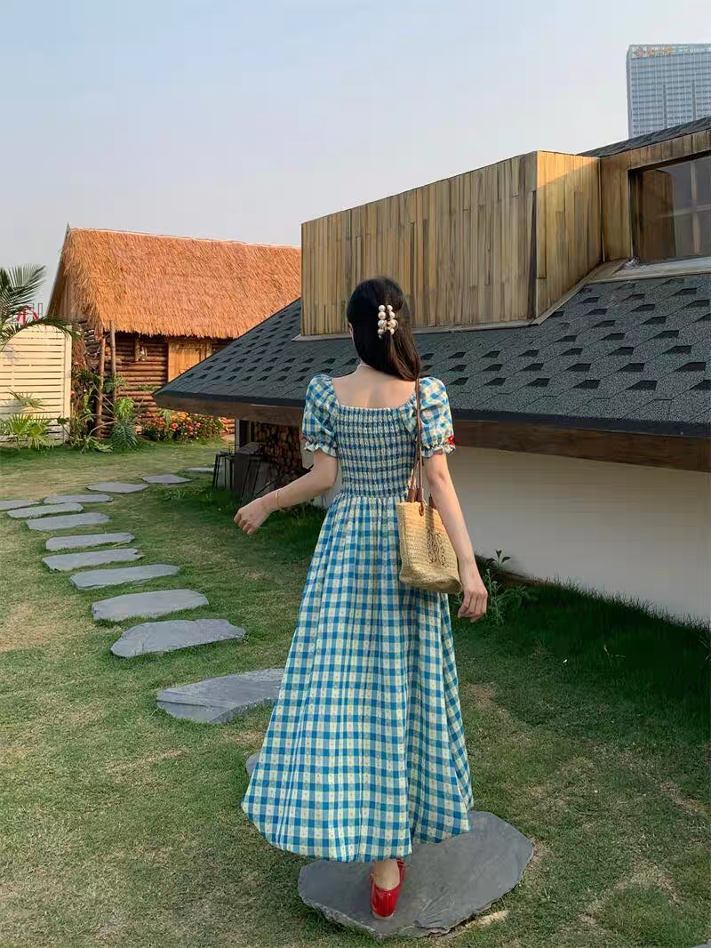 [PRE-ORDER] Pastoral Style Floral Dress – Aquamarine Summer Vibes