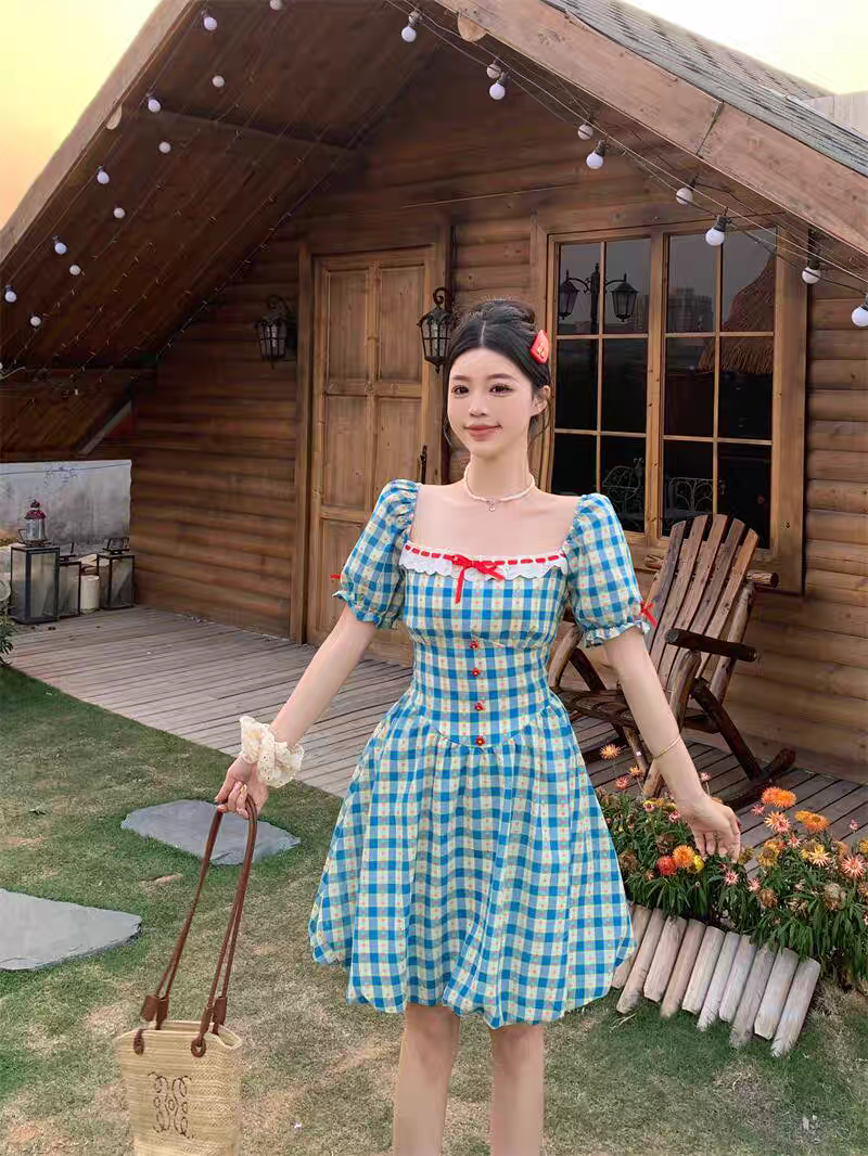 [PRE-ORDER] Pastoral Style Floral Dress – Aquamarine Summer Vibes