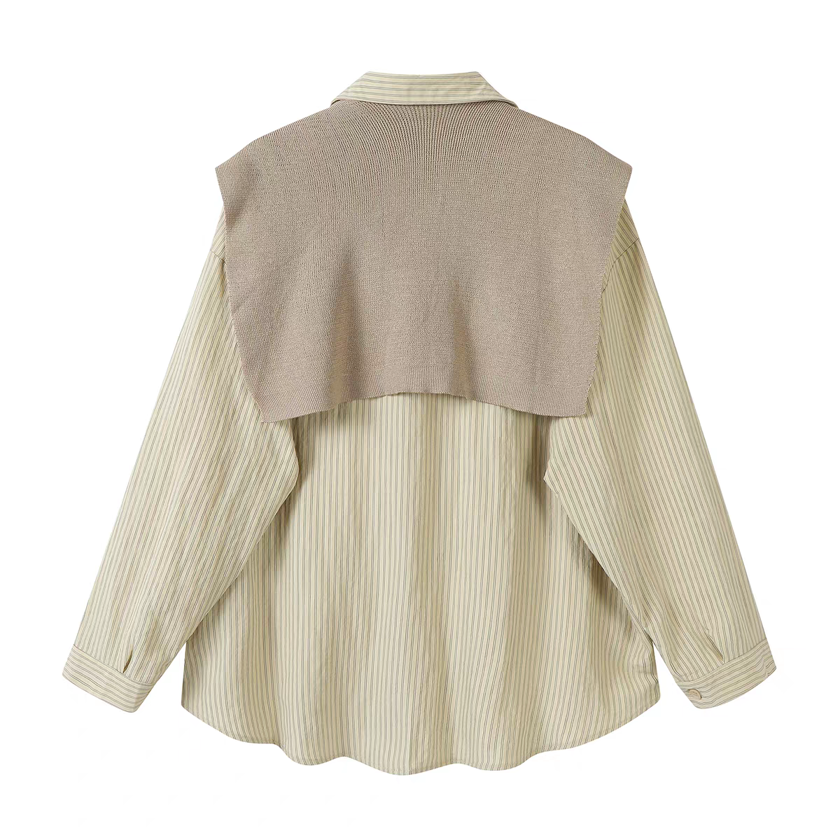 [PRE-ORDER] CuteGirl Striped Shawl Polo Collar Shirt – Women’s Early Autumn Casual Wear