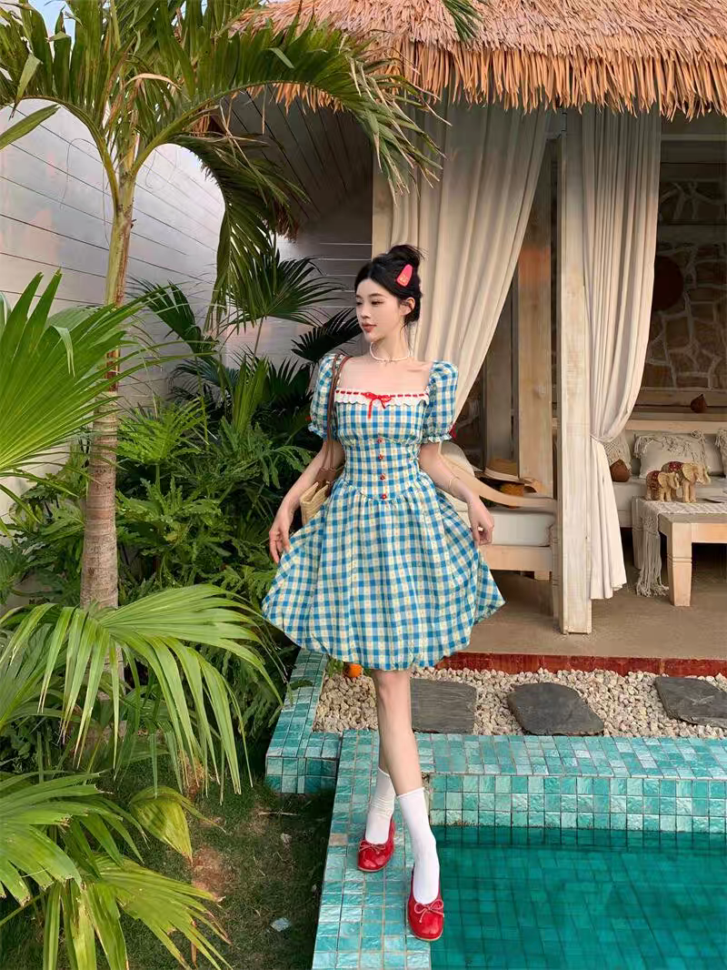 [PRE-ORDER] Pastoral Style Floral Dress – Aquamarine Summer Vibes