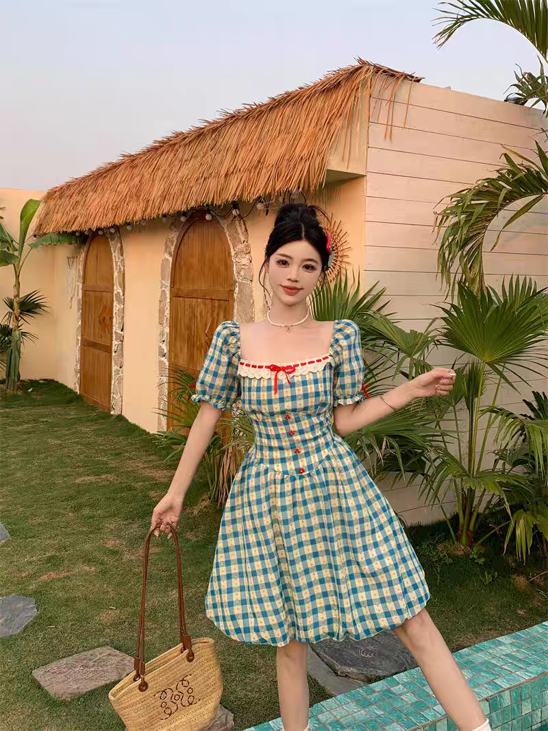 [PRE-ORDER] Pastoral Style Floral Dress – Aquamarine Summer Vibes