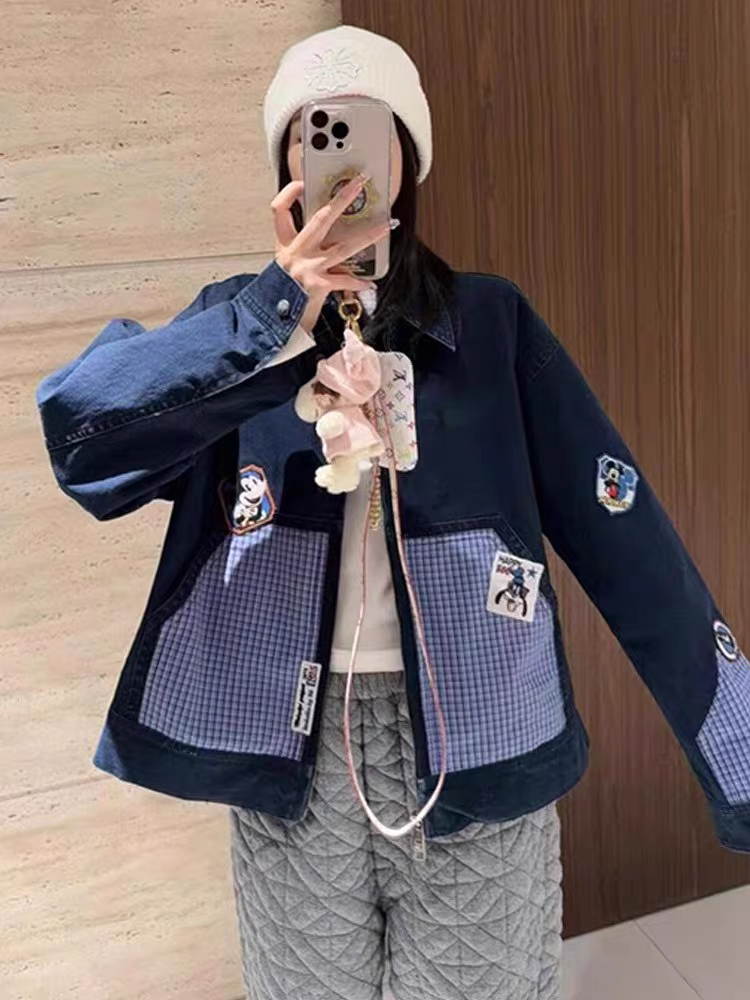 [PRE-ORDER] Korean Retro Fashion Cartoon Mickey Denim Jacket Women Spring 2025