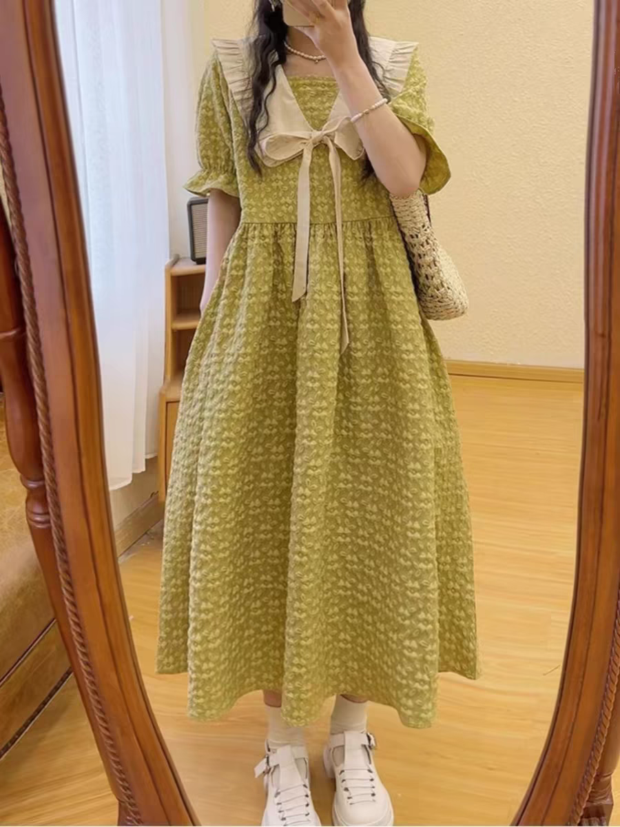 [PRE-ORDER] Korean Style French Jacquard Doll Collar Dress 🇰🇷