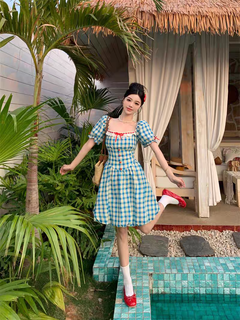 [PRE-ORDER] Pastoral Style Floral Dress – Aquamarine Summer Vibes