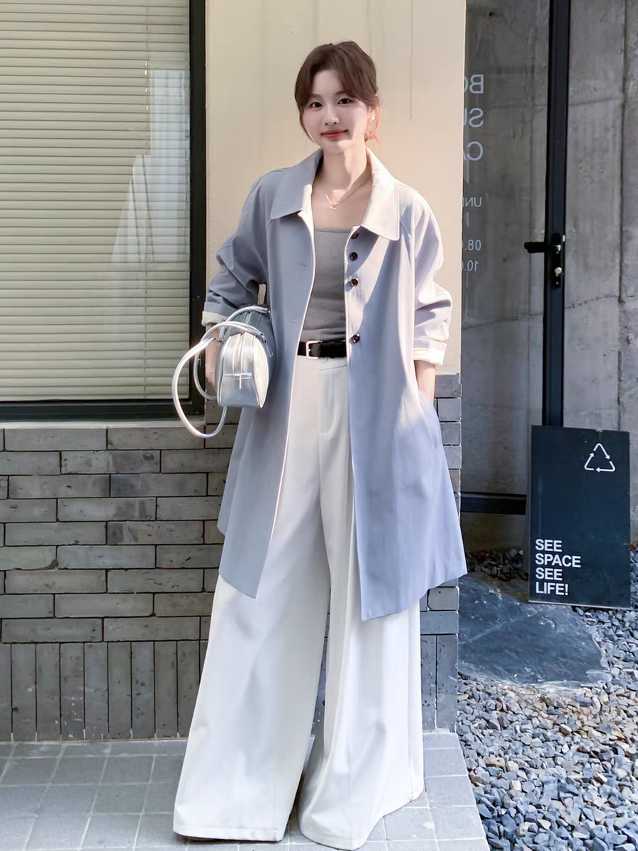 [PRE-ORDER] Korean Style Slim Windbreaker Jacket — Women’s Casual Mid-Length Coat (Spring & Autumn 2025)