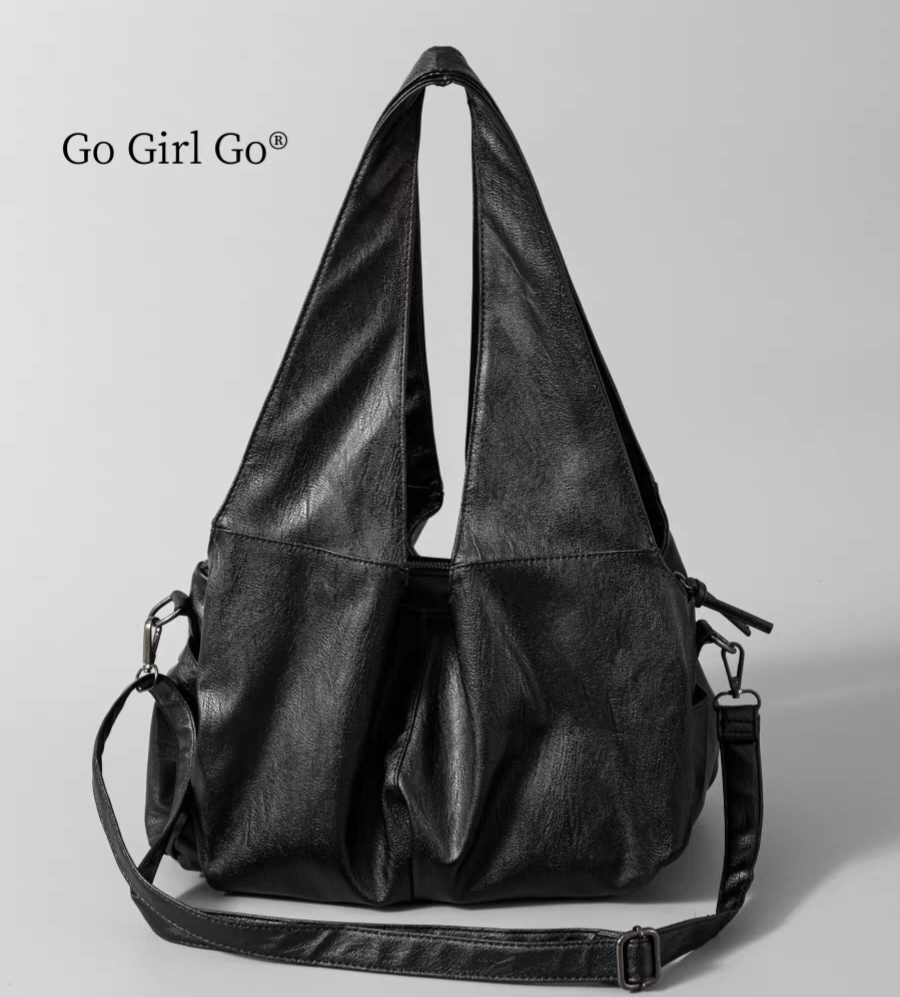 [PRE-ORDER] Sunset Wanderer Large Tote Bag | Black PU Leather