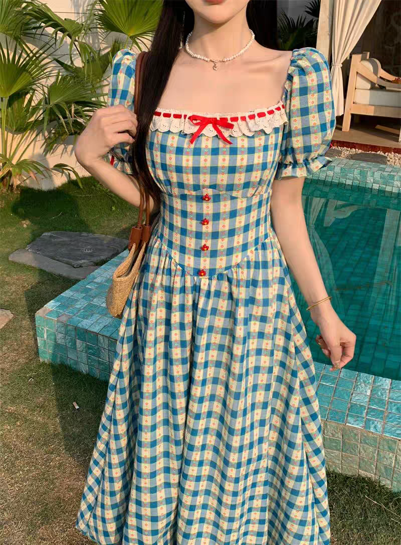 [PRE-ORDER] Pastoral Style Floral Dress – Aquamarine Summer Vibes