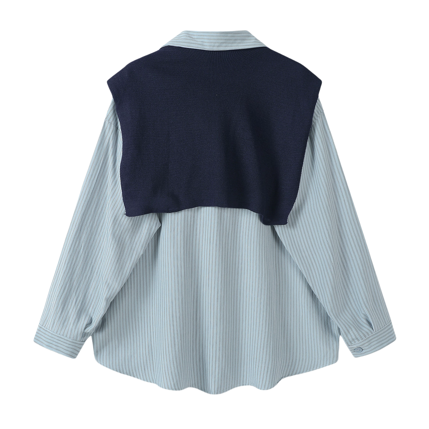 [PRE-ORDER] CuteGirl Striped Shawl Polo Collar Shirt – Women’s Early Autumn Casual Wear