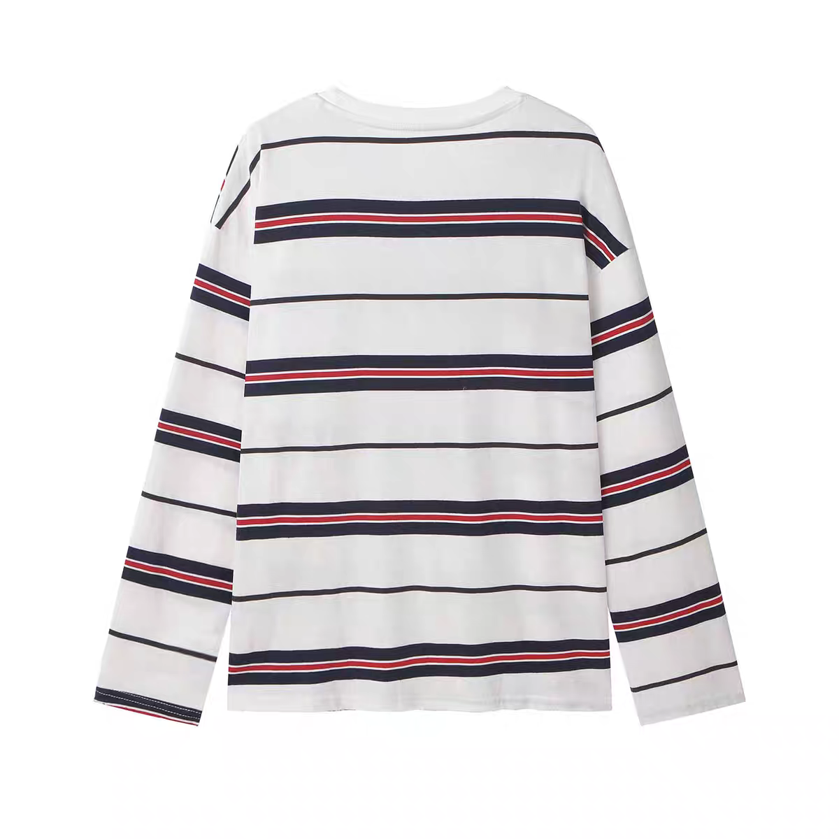 [PRE-ORDER] CuteGirl Korean Striped Long-Sleeved T-Shirt – Women’s Early Autumn Casual Loose Fit