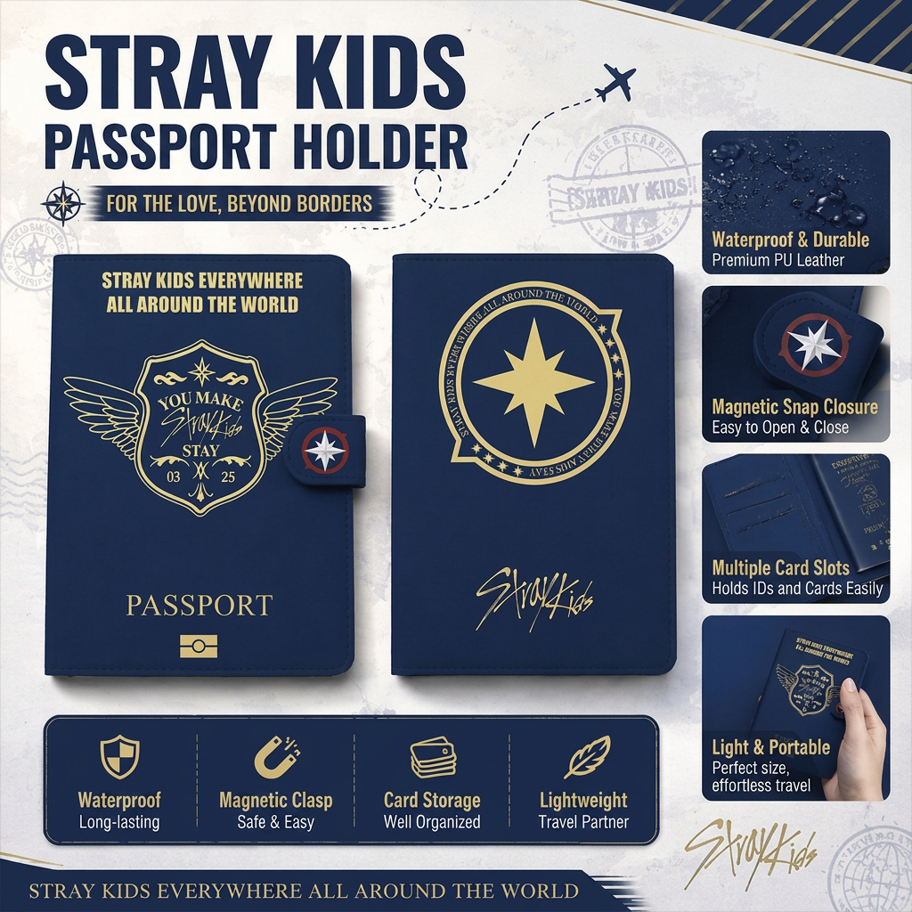 [Në Gjendje] Stray Kids Passport Holder | PU Leather Travel Case