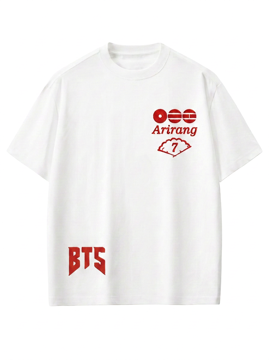 [Në Gjendje] BTS Arirang Embroidered White T-Shirt