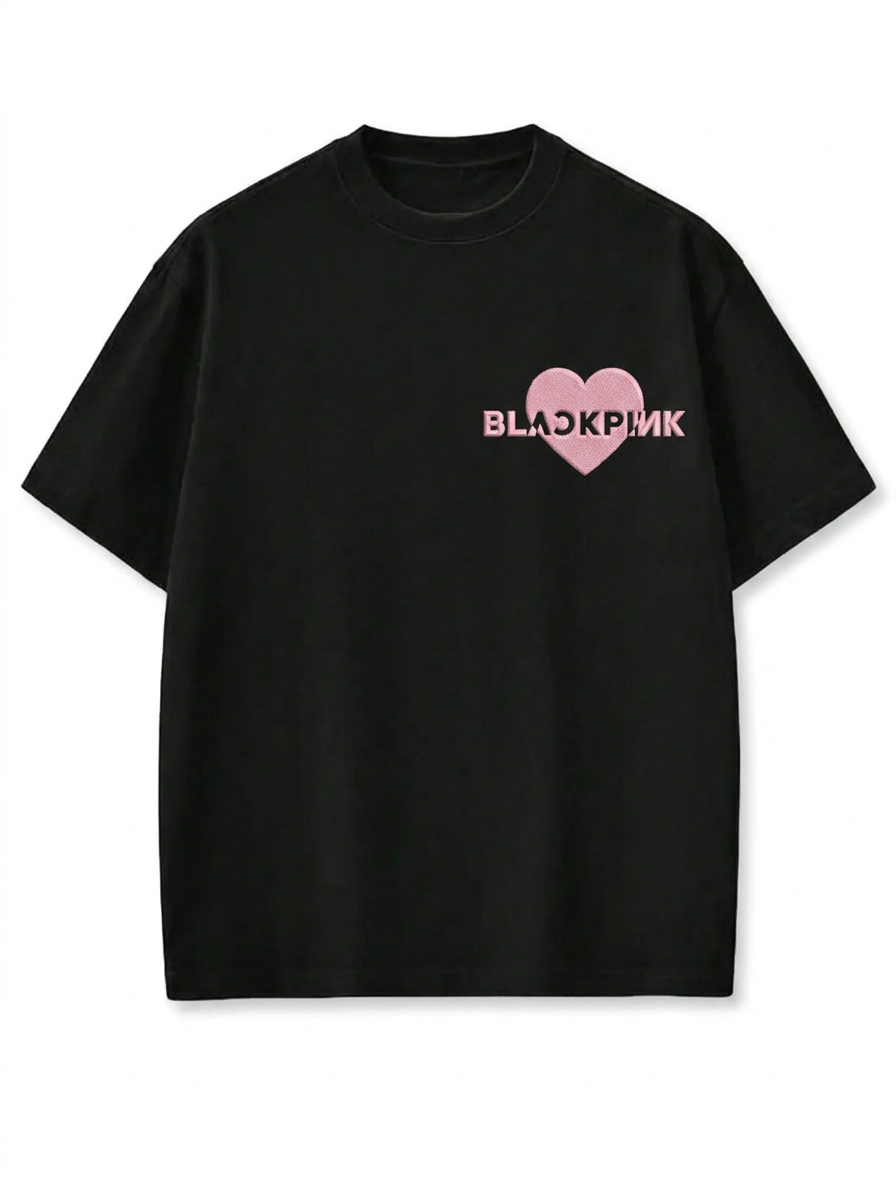 [Në Gjendje] Blackpink Embroidery Logo T-shirt Black